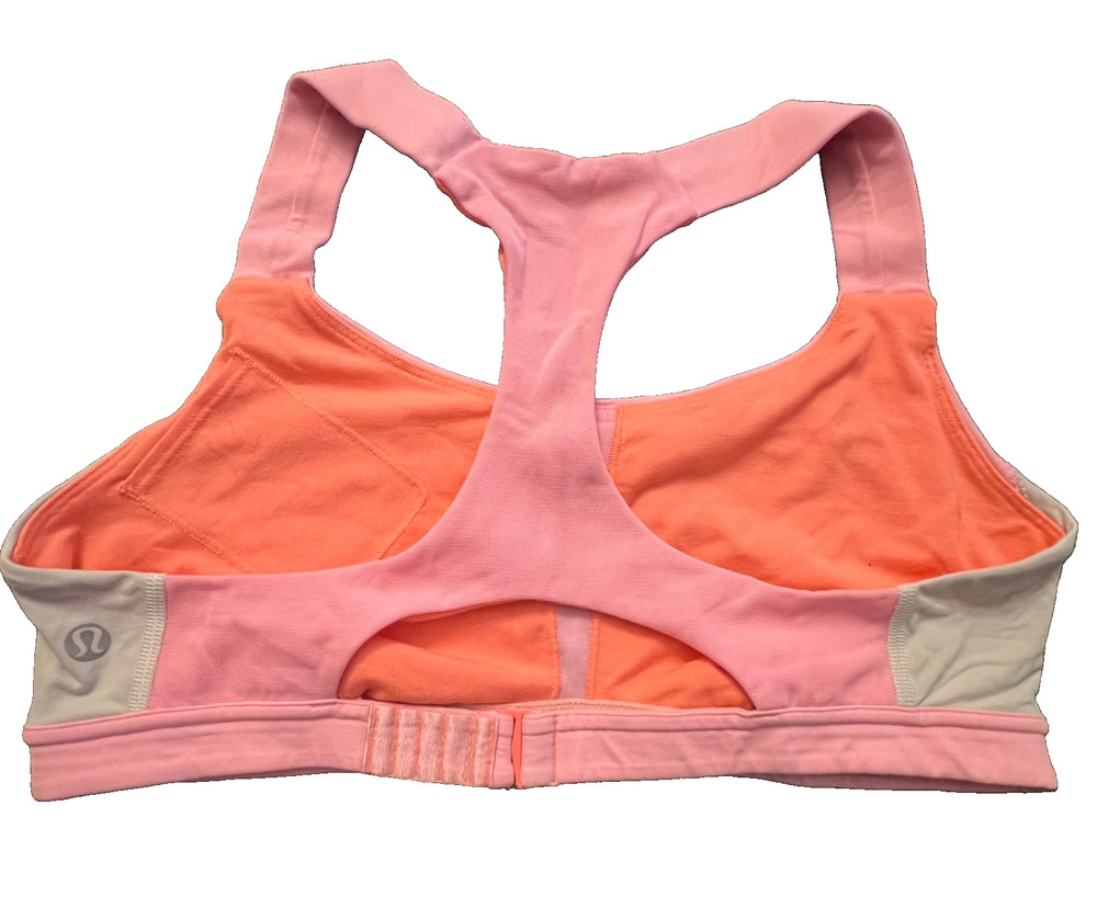 Lululemon Ready Set Sweat Sports Bra in Bright Coral & Tan (Women’s Size 8)